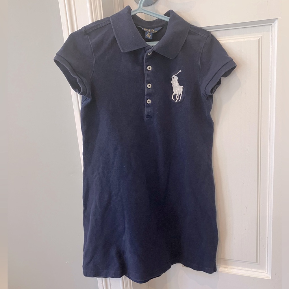 Polo Ralph Lauren Kids S 7Y girls polo dress Navy Blue original big pony logo - Picture 3 of 10